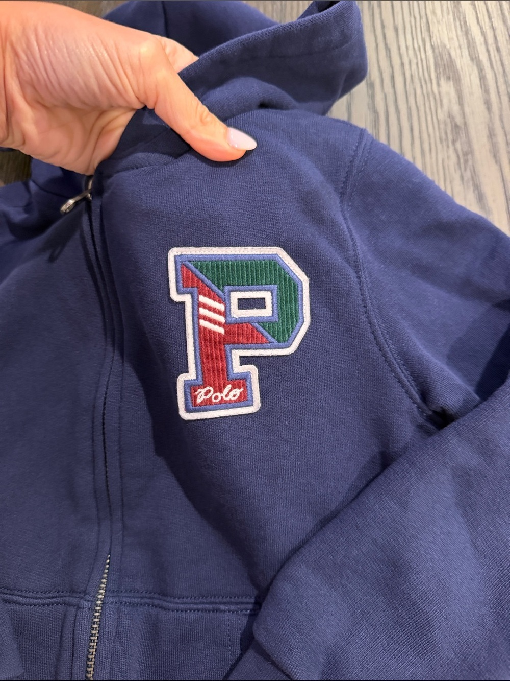 Polo by Ralph Lauren Navy Hoodie with Red Lining and 'P' Patch 6 - Picture 3 of 4